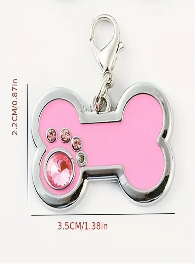 KsPups New Pet Jewelry Pendant Cartoon Faux Diamond Paw Print Color Glaze Bone Collar Name Tag Identity Plate I Pack of-2 Multicolor - Image 2